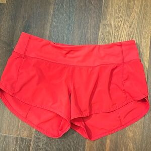 Red shorts, lined